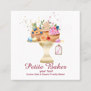 Aquarell Bäckerei Mixer Gebäck Süßigkeiten Quadratische Visitenkarte