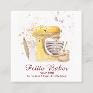 Aquarell Bäckerei Mixer Gebäck Süßigkeiten Quadratische Visitenkarte