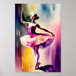 Aquarell Ballerina Art Printposter Poster
