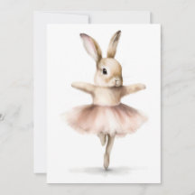 Aquarell Ballerina Bunny Dancing Tan Pink