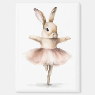Aquarell Ballerina Bunny Dancing Tan Pink Magnet
