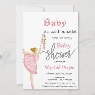 Aquarell-Ballerina-Nussknacker Rosa Baby Shower  Einladung
