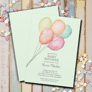 Aquarell Balloons Babydusche Einladung