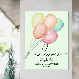 Aquarell Balloons Unisex Baby Dusche Willkommen Poster