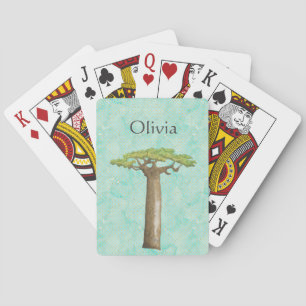 Aquarell-Baobab-Baum personalisiert  Spielkarten