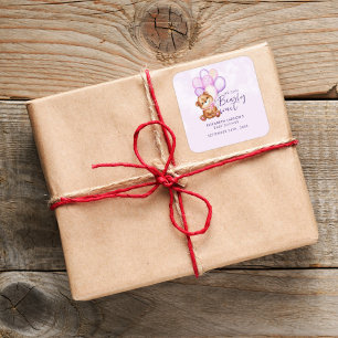 Aquarell-Bär-Baby-Party Quadratischer Aufkleber