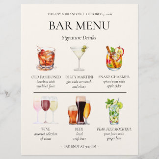 Aquarell-Bar-Menü Briefbogen