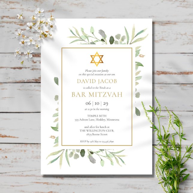 Aquarell Bar Mitzvah Bat Mitzvah Einladung (Von Creator hochgeladen)
