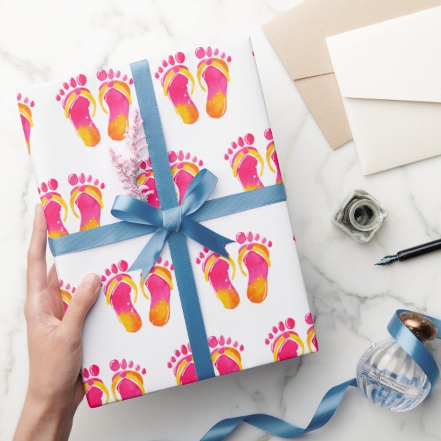Aquarell Bare Füße und Flip-Flops Geschenkpapier (Schenken)