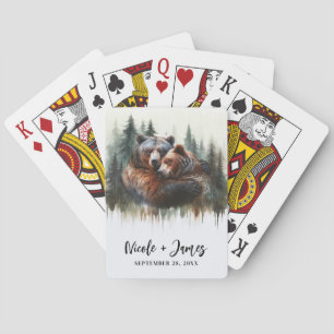 Aquarell-Bären & Bäume Rustikale Wildnis Spielkarten
