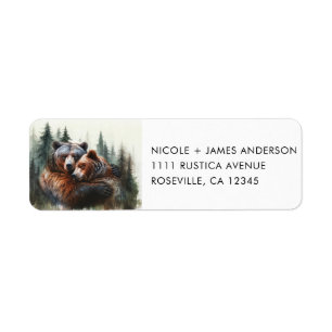 Aquarell-Bären-Rustikal-Wildnis-Hochzeit