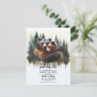Aquarell-Bären Rustikale Wildnis Save the Date