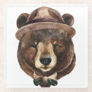 Aquarell-Bärn-Mode Glasuntersetzer