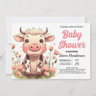 Aquarell Barnyard Bliss Cow Baby Dusche Einladung