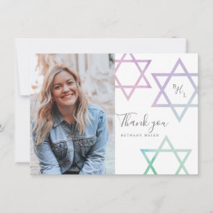 Aquarell-Bat-Mitzwa-Foto-Dankeskarten Karte