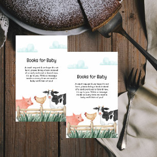 Aquarell-Bauer-Tier-Bücher für Baby-Party Begleitkarte