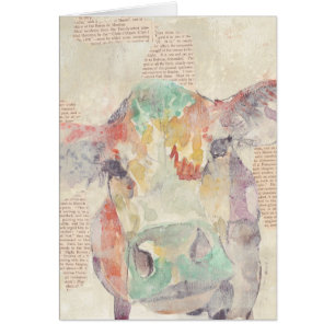 Aquarell-Bauernhof-Collagen-Kuh