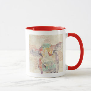 Aquarell-Bauernhof-Collagen-Kuh Tasse