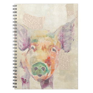 Aquarell-Bauernhof-Collagen-Schwein Notizblock