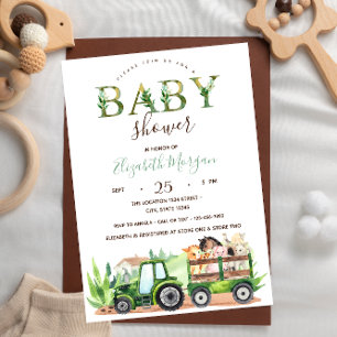 Aquarell Bauernhoftiere Traktor Baby Shower Einladung