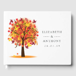 Aquarell-Baum-Herbst-Hochzeit Gästebuch