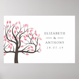 Aquarell-Baum-Hochzeit Poster