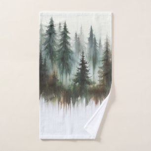 Aquarell-Bäume rustikale Wildnis  Badhandtuch Set