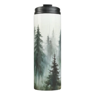 Aquarell-Bäume Rustikale Wildnis-Hochzeit Thermosbecher