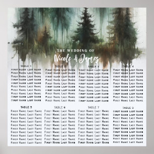 Aquarell Bäume Rustikale Wildnis Hochzeits Sitzpla Poster