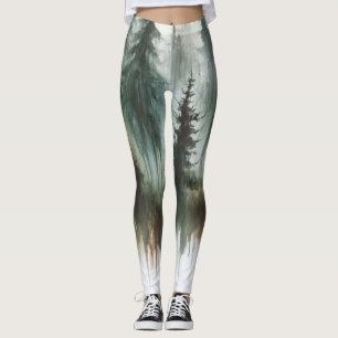 Aquarell-Bäume rustikale Wildnis Leggings
