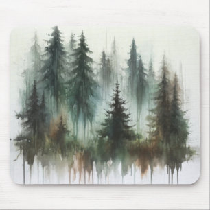 Aquarell-Bäume rustikale Wildnis Mousepad