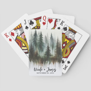 Aquarell Bäume Rustikale Wildnis Spielkarten
