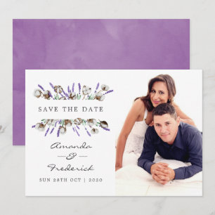 Aquarell-Baumwolle-Lavendel-Hochzeit-Save-the-Date Einladung