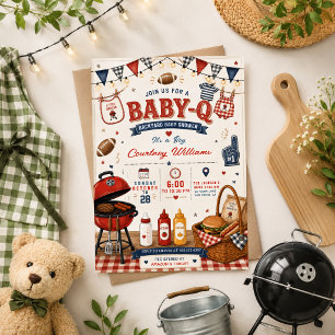 Aquarell-BBQ-Hinterhof-rustikale-Baby-Party-Sommer Einladung
