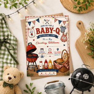 Aquarell-BBQ-Hinterhof-rustikale-Baby-Party-Sommer Einladung