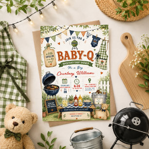 Aquarell BBQ Hinterhof rustikale Babyparty Sommer Einladung