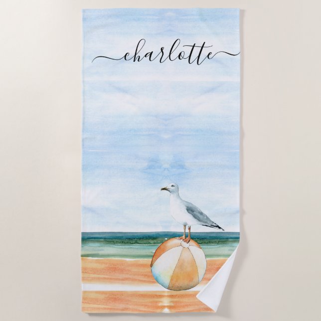 Aquarell Beach Ball Sea Handtuch (Vorderseite)