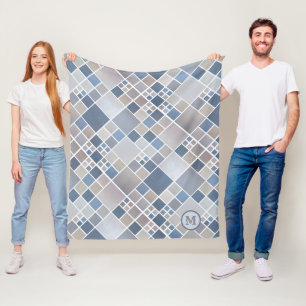 Aquarell Beach Muster Monogram Fleece Blanket