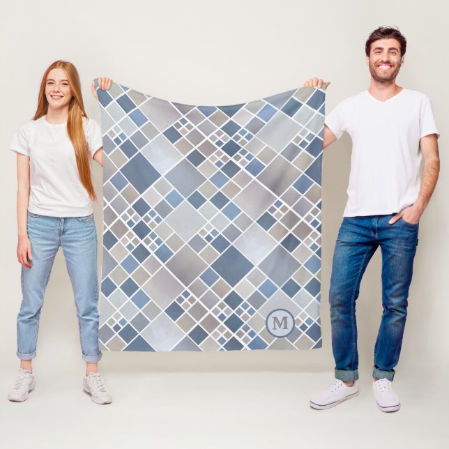 Aquarell Beach Muster Monogram Fleece Blanket (Beispiel)