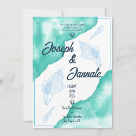 Aquarell Beach Sand Blau Einladung