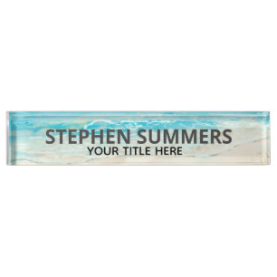Aquarell Beach Surf Personalisiert Namensplakette