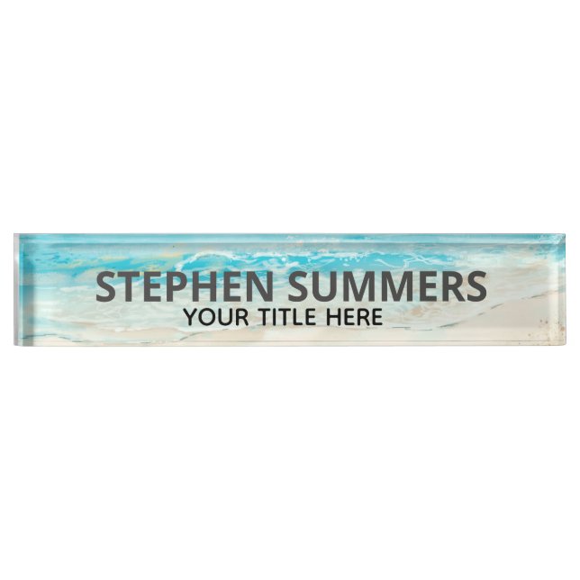Aquarell Beach Surf Personalisiert Namensplakette (Vorderseite)