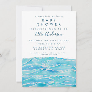Aquarell Beach Waves Coast Halbinsel Babydusche Einladung