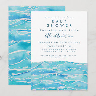 Aquarell Beach Waves Coast Halbinsel Babydusche Einladung