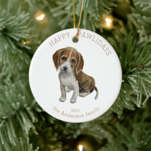 Aquarell Beagle Hübsche Feiertage Foto Keramik Ornament
