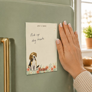 Aquarell-Beagle mit Blumenmotiv Post-it Klebezettel
