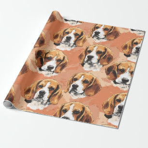Aquarell-Beagle-Porträtmuster-Wrap-Papier Geschenkpapier