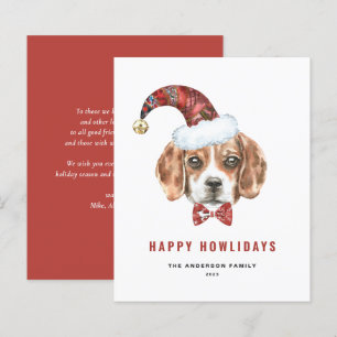 Aquarell Beagle Santa Happy Weihnachtskarte