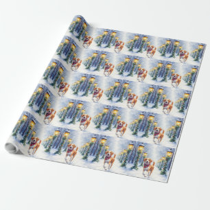 Aquarell-Beagle-Schneebedeckter-Park-Weihnachten Geschenkpapier