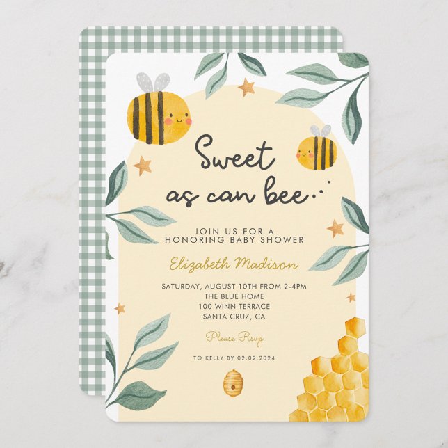 Aquarell Bee Honey Sweet Baby Dusche Einladung (Von Creator hochgeladen)